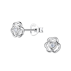 Clous d'oreilles fleur en argent - FR21660