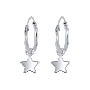 Boucles d'oreilles créoles avec breloques étoile en argent - FR2237